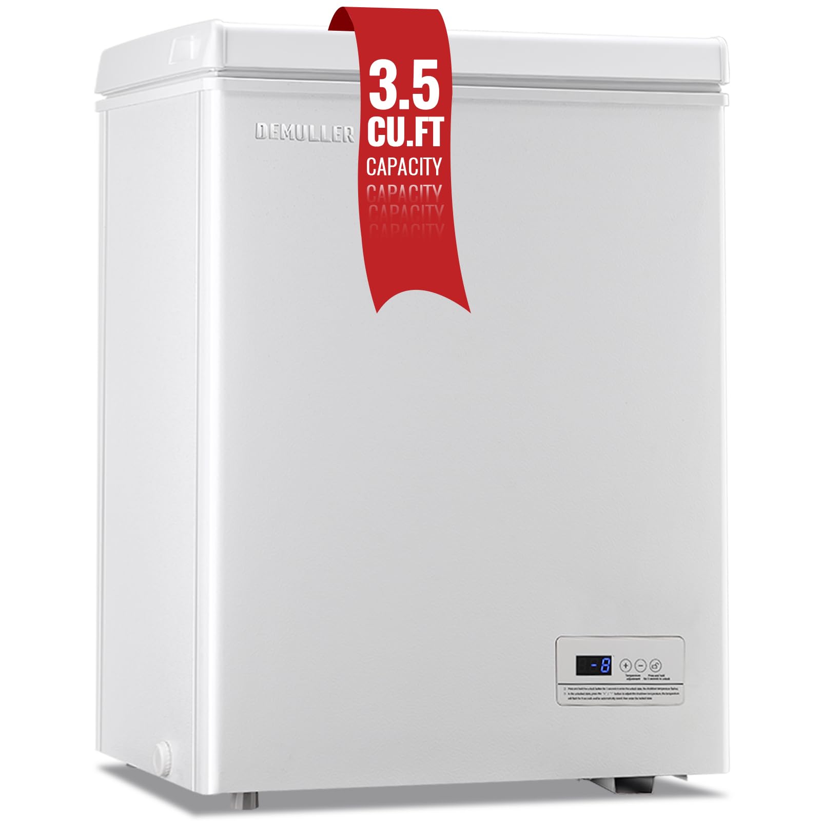 Chest Freezer Small Deep Freeezer with 2 Removable Baskets, Compact Freezer with Digital Control Panel accurate to 1 ℉, Mini Freezer for Homes Garages Basements White