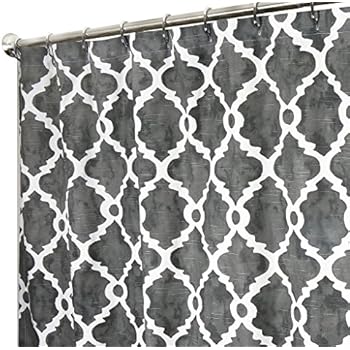 Amazon Com Extra Long Shower Curtain Gray Geometric Fabric Shower