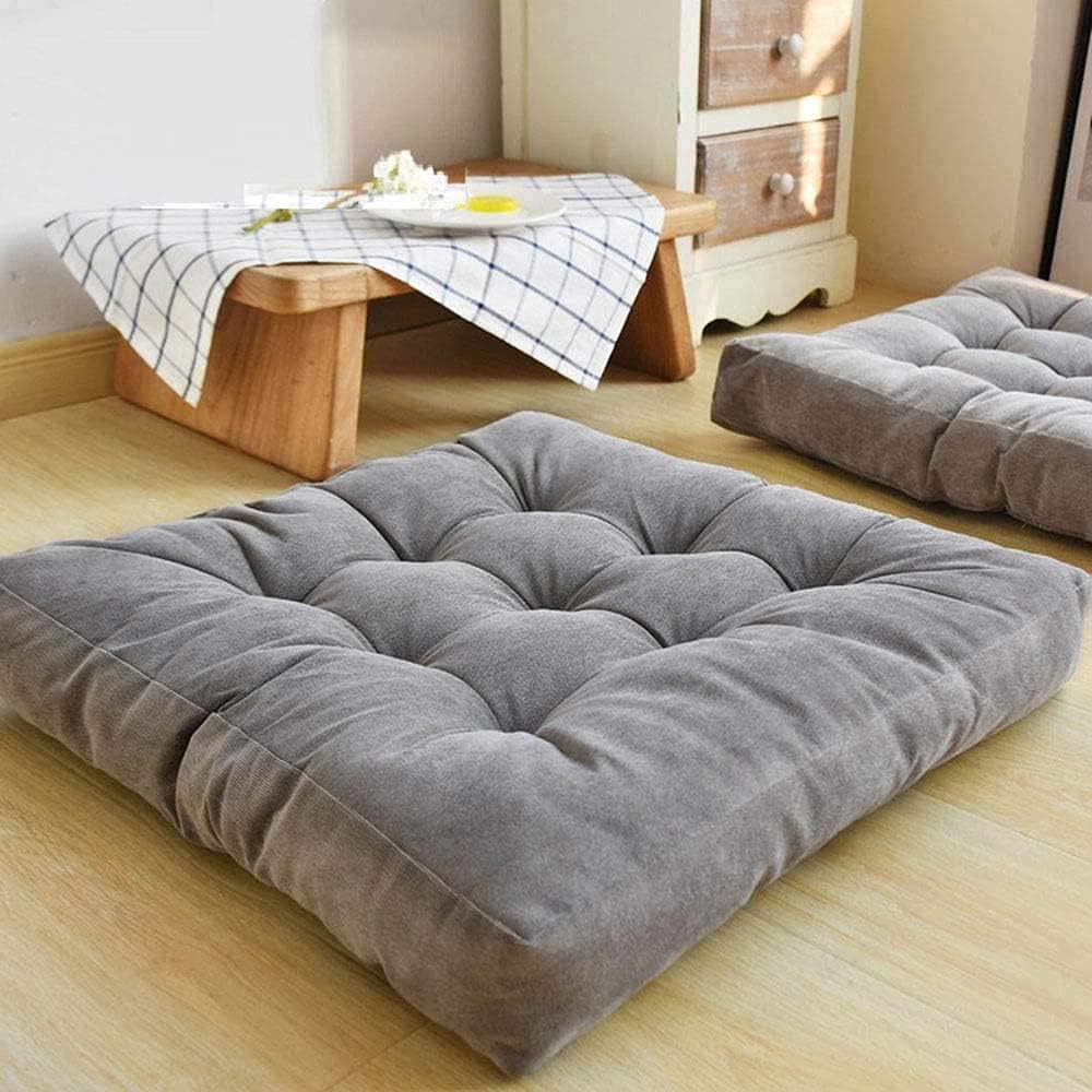 Nathime Floor Pillow Square Meditation Pillow for Seating on Floor Thick Tufted Seat Cushion for Living Room Hanging Swing Chair Window Pads 22x22 Inch, Grey, 1Pc: Kitchen & Dining