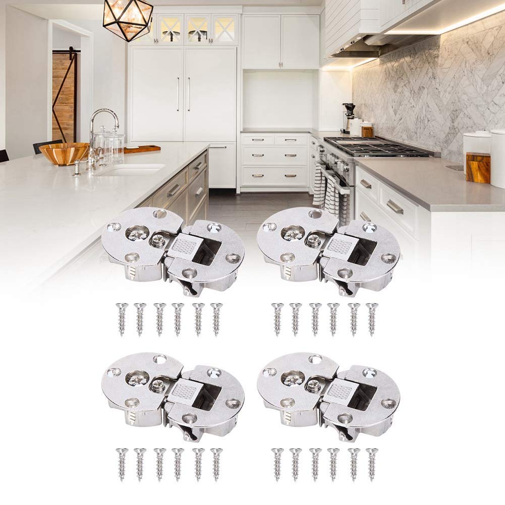 4pcs Downturn Door Hinge 90 Degree Downturn Door Hinge Wall Cabinet Door Up and Down Half Circle Hinge Hinge Semi-Circular Zinc Alloy Hinge Flip Door Concealed Cabinet Door Hinge