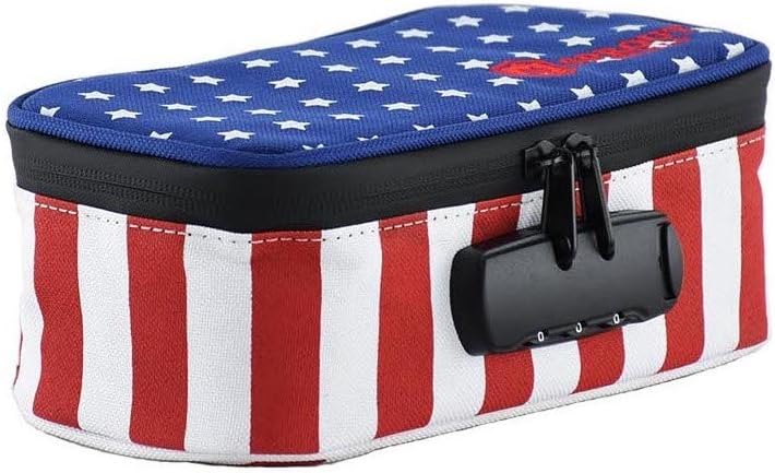 Smell Proof Bag with Combination Lock | Powered with Carbon Technology | By Sprout Shield | Keep Your Goods Certified Fresh! | Odor Proof & Stylish (8.5L 4.5W 3.5H inches) (Red, White & Blue)