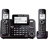Panasonic Cordless Phone System, 2 Line with 2 Handsets - Answering Machine, Link2Cell, 3-Way Conference, Call Block, Long Range DECT 6.0, Bluetooth - KX-TG9542B (Black)