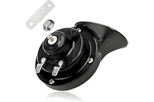 KVAEY Super Loud Car Snail Horns, 12V 300DB Durable Car Horn Kit, High Low Tone Universal Waterproof Car Air Electric Snail Horn, Vehicle Air Horn Replacement for Motorcycle Truck (Black, 1 PCS)