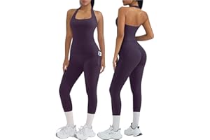 OMKAGI 2 Piece Workout Sets for Women Halter Tops Booty Leggings with Pockets Gym Outfits