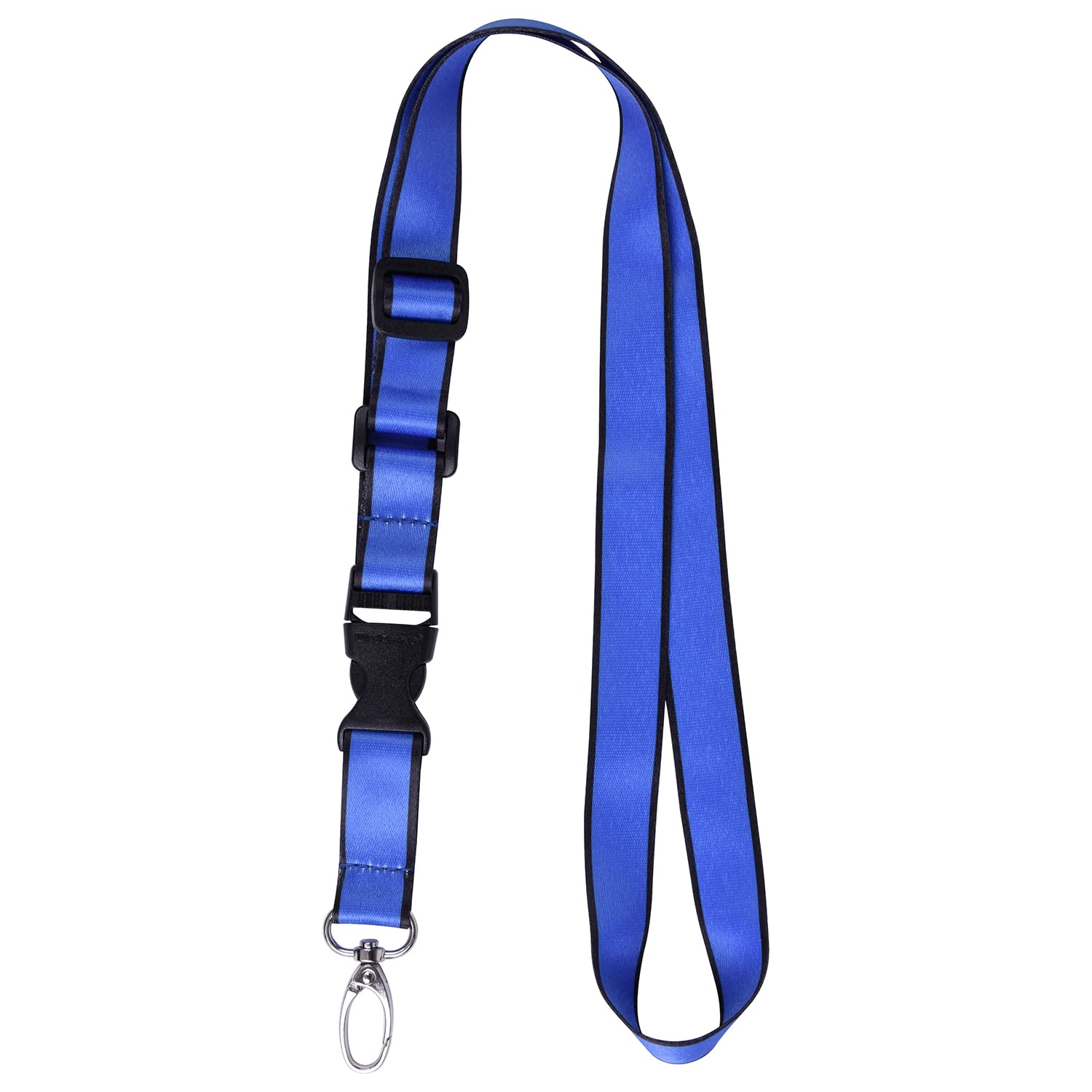 wisdompro Office Lanyard Adjustable Length, Heavy Duty Neck Strap with Detachable Buckle and Oval Clasp for Keys, Name Tag, ID Card Badge Holder - Blue(Black edge)