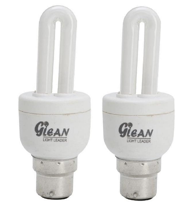 Made in India - 5 Watt - CFL 2 Tube (Compact Fluorescent Light) - Pack of 2 Bulbs - ISO 9001 2008 certified - Glean Lights