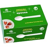 GreenWorks Heavy-duty Compostable Spoons,BPI Certified,100 Count Large Disposable Cutlery Spoons