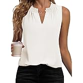 BLENCOT Tank Top for Women Summer Smocked V Neck Sleeveless Camisole Blouses Basic Shirts Blouse