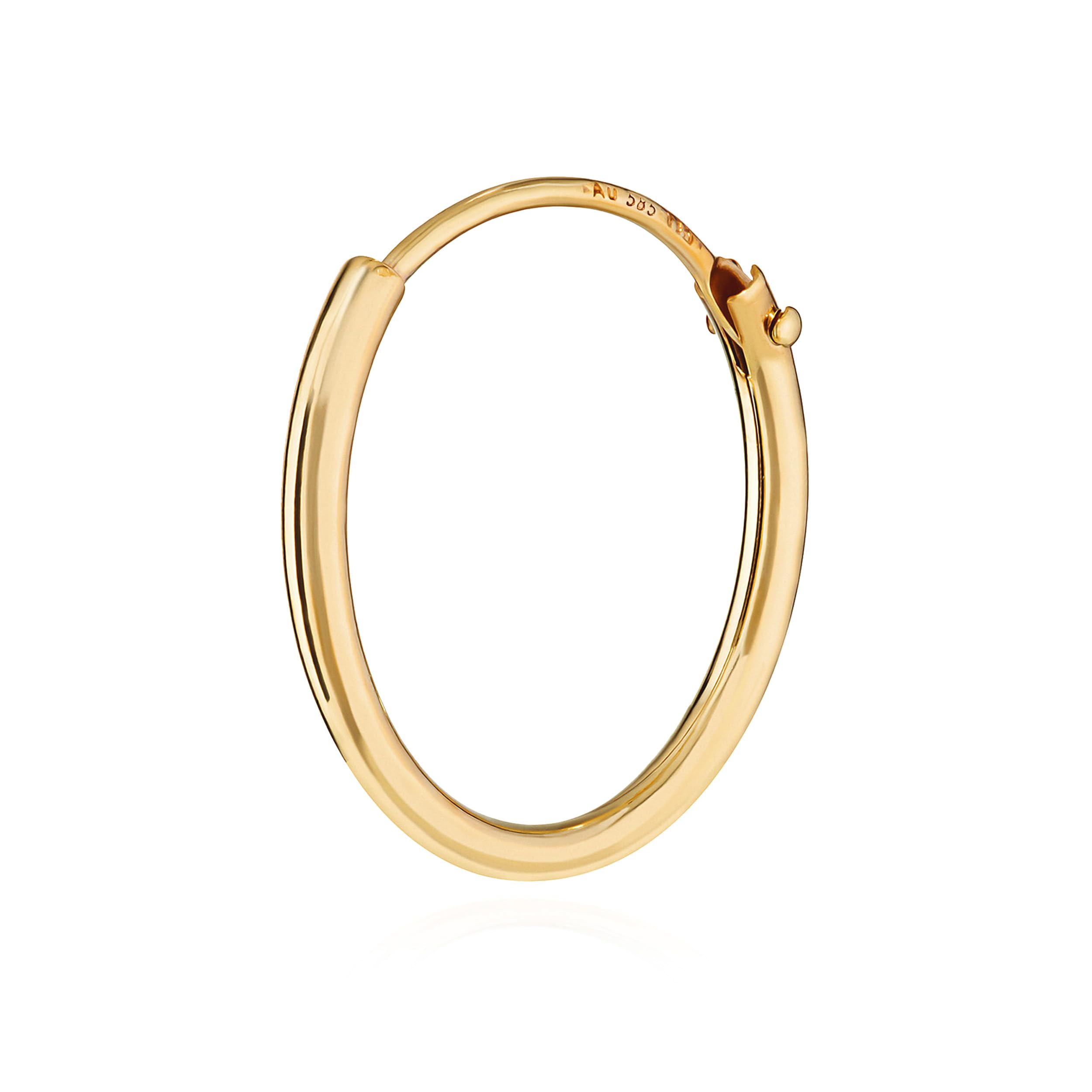NKlaus genuine gold single men's creole earring earrings 15mm 1747