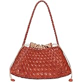 Woven Hobo Bags for Women Suede Woven Tote Bag Trendy Bucket Purse Underarm Shoulder Bag Vintage Handbag Retro Clutch Purses