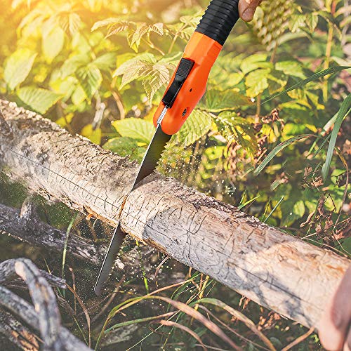 LINGSFIRE Folding Hand Saw, 7-Inch Camping Pruning Saw Manganese Steel Trim Pruner Heavy Duty Dry Wood Pruning Saw with Safety Lock Gardening Tool for Tree Shrubs, Non-Slip Ergonomic Handle - Thumbnail 5
