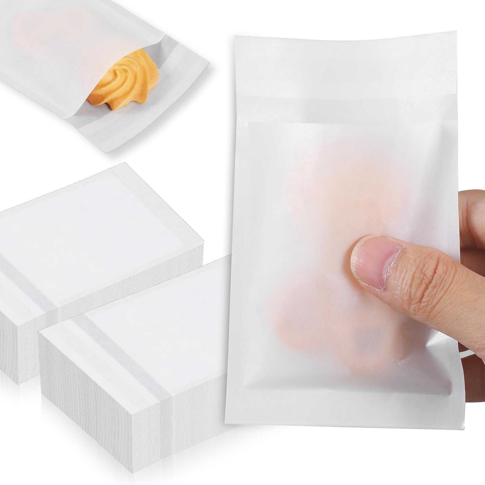 Photo 1 of 1000 Pcs Flat Glassine Bags Waxed Paper Cookies Bags Semi Transparent Cookie Sleeves Treat Bags Small Paper Bags for Handmade Soaps Packaging Bakery Cookies Candies Party Favor (3 x 4 Inches)
