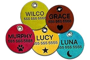 Wilco Supply Company - Custom Handcrafted Leather Pet Identification Tag for a Stylish, Durable and SILENT Alternative to Tra