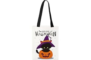 ATFUNSHOP Trick or Treat Bag - Reusable 15.7'' Large Canvas Tote & Grocery Bag for Kids