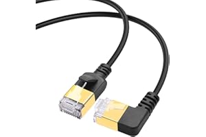 90 Degree CAT8 Ethernet Cable YACSEJAO RJ45 40 Gbps Gold-Plated High Speed 2000 MHZ Cat8 LAN Network Cord (Right Angle, 1M/3.