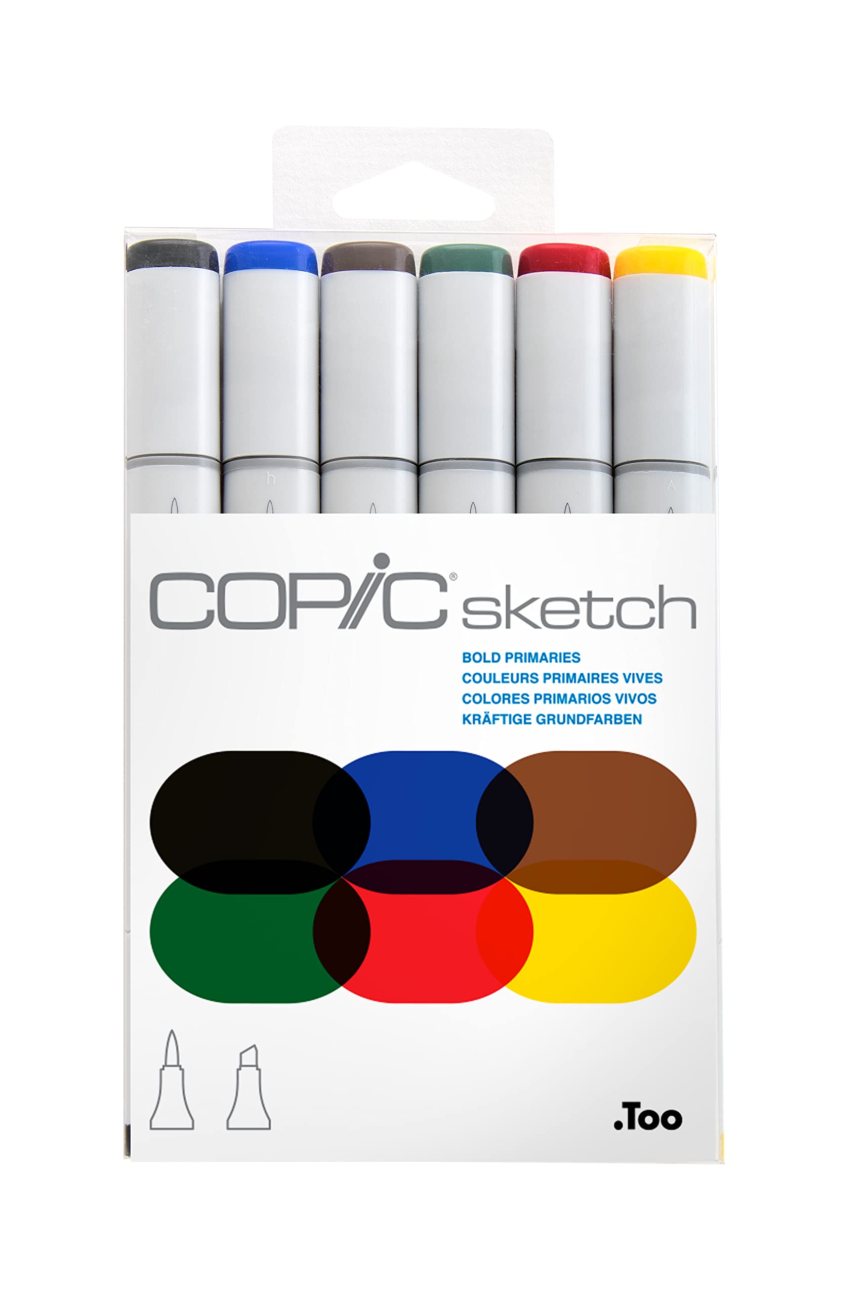 COPIC Sketch Coloured Marker Pen - Set of 6 Bold Primaries, For Art & Crafts, Colouring, Graphics, Highlighter, Design, Anime, Professional & Beginners, Art Supplies & Colouring Books