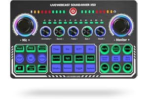 SIBORIE X50 Podcast Recording Equipment with Podcast Mixer,Voice Changer for Voice Chat and Cool Lights,Sound Card,DJ Audio Mixer Interface for Live Streaming
