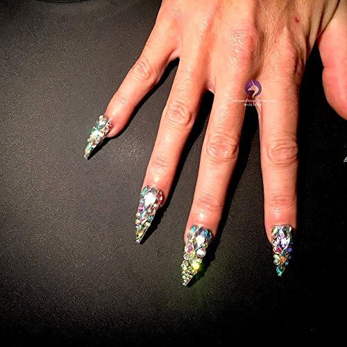 HANDCRAFTED Cinderella Slippers - ALL BLING Long Stiletto False Nails