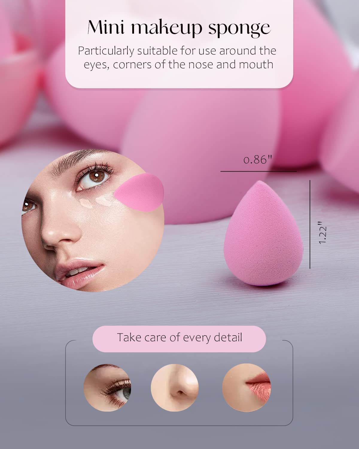 8Pcs Makeup Sponges Set- 7Pcs Beauty Sponge Blenders and 1 Bottle 1 Holder for Blending Foundation, Cream and Powder (Light Pink-Can Packaging)