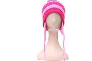 DSKOBT Knitted hat Women Winter Peruvian Cover Ears Pink Striped Beanie Hat Sherpa Hats Knit y2k Halloween Cosplay Costumes