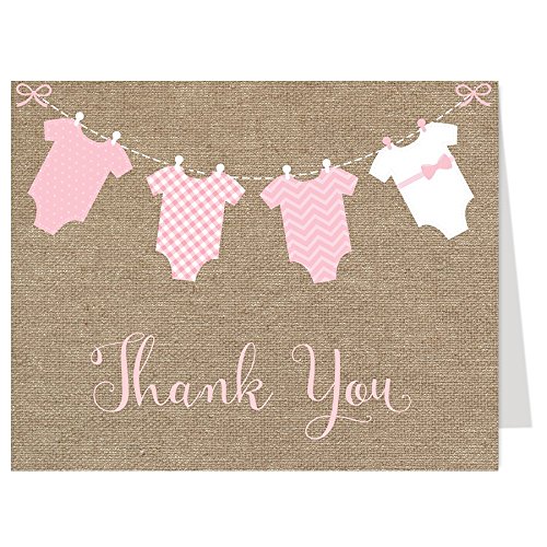 Buy Baby Shower, Thank You Cards, Girls, Chalkboard, Pink, Onesie, Little Miss, Baby Shower
