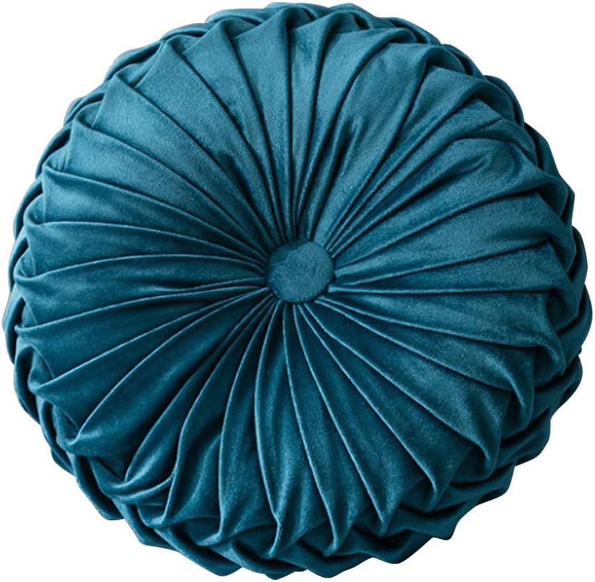 Gentlecarin Round Filled Cushion,Velvet Cushions,Pleated