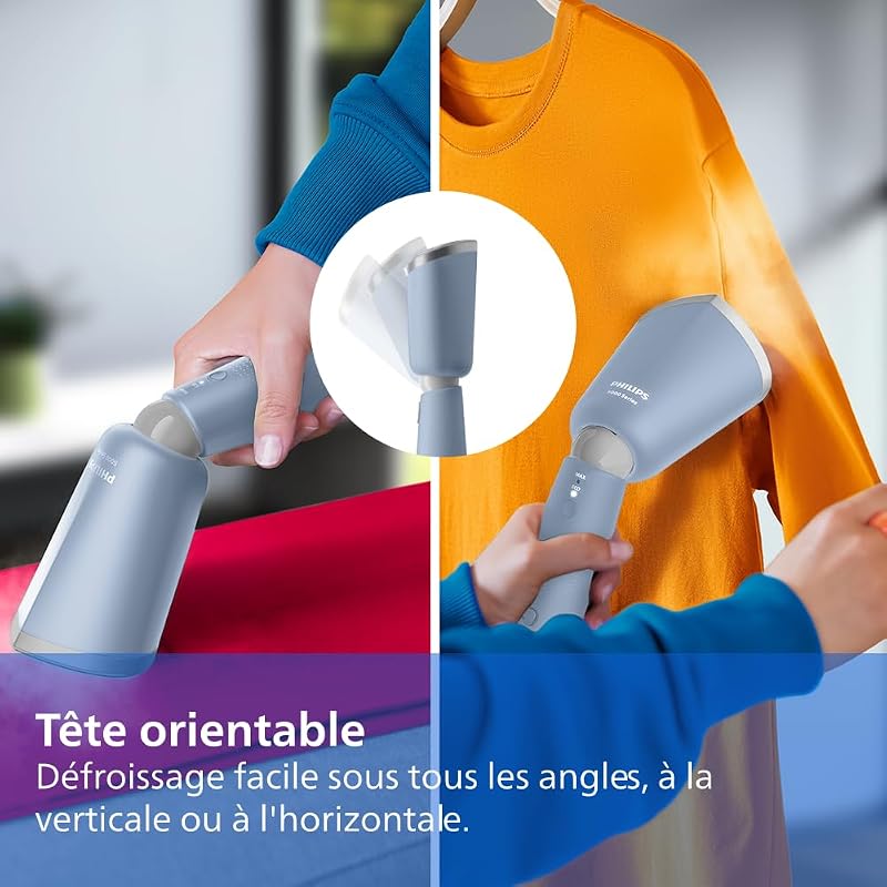 défroisseur à main 5000, 24 g/min, 1300W, tête inclinable, Bleu