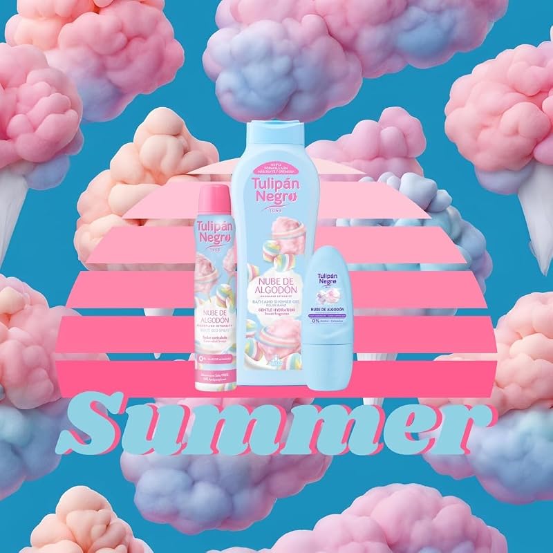 Black Tulip - Spray desodorizante feminino Cotton Cloud 200 ml, 0% de Sais de Alumínio, Proteção Diária e Suor Controlado