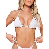 HAWILAND Women's Triangle Bikini Top - Halter String Brazilian Tie Swimsuit