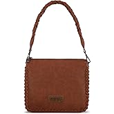 Wrangler Shoulder Bag for Women, Western Braided Crossbody Purse with Adjustable Strap, Soft Hobo Handbag with Zipper Closure