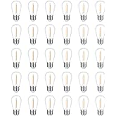 Visther 30-Pack LED Outdoor String Light Bulbs, Waterproof S14 Replacement Bulb, E26 Base, 1W 120V, 2700K Warm White