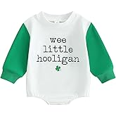Amiblvowa Newborn Baby Girl Boy St. Patricks Day Outfit Lucky Clover Funny Letter Print Sweatshirt Romper Cute Clothes
