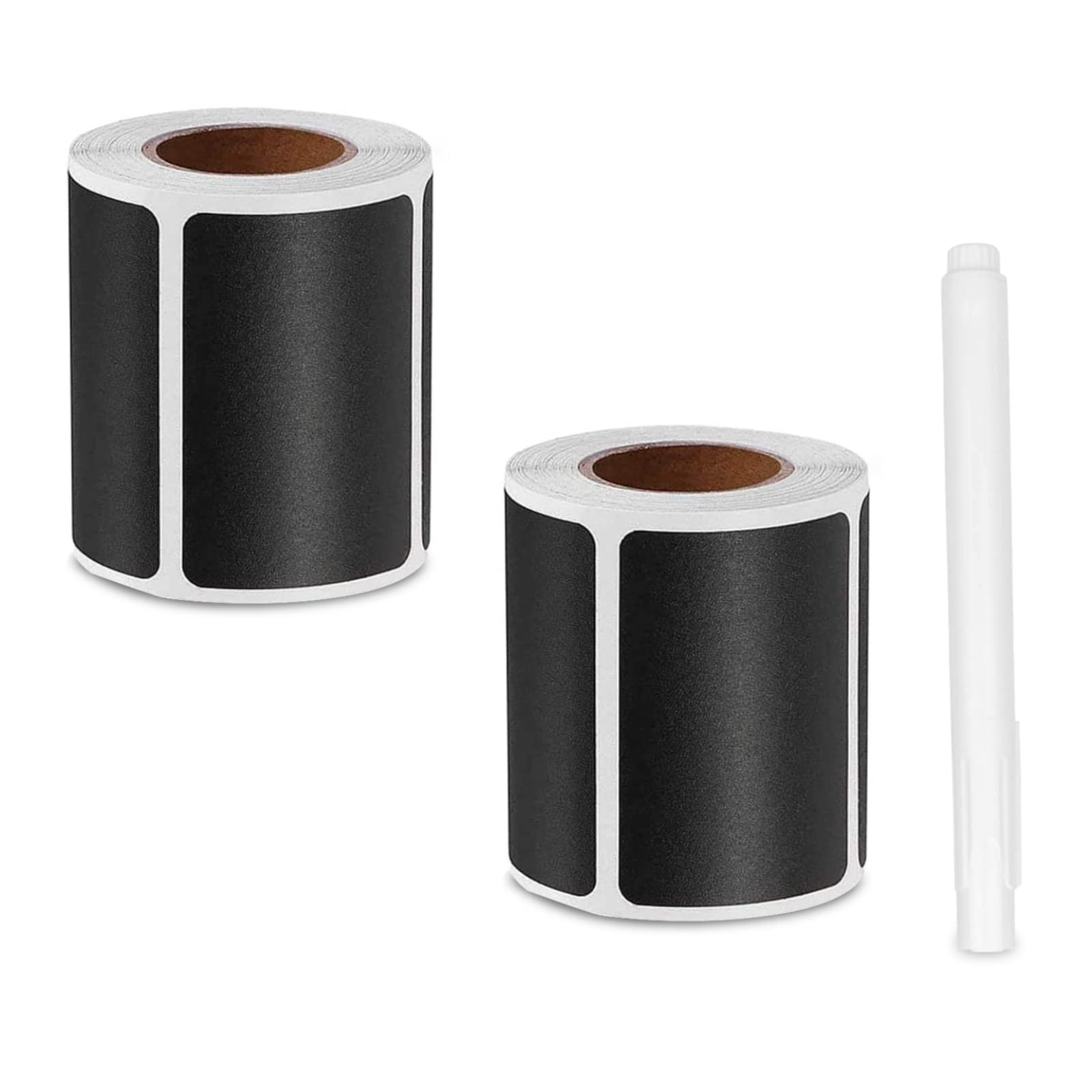 Chalkboard Labels,300Pcs Waterproof Reusable Blackboard Stickers Kit for Kitchen Organize with 1 White Chalk Pen Removable Label Sticker to Decorate Your Pantry Storage Office (Rectangle)