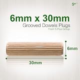 5 Plus 6mm x 30mm Wooden Dowel Pins Pack 20 Fluted Chamfered Ends view 2