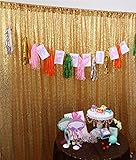 TRLYC 20Ft W by 10FT H Gold Sequin Backdrop Curtain for Wedding Halloween Thanksgiving Day Christmas