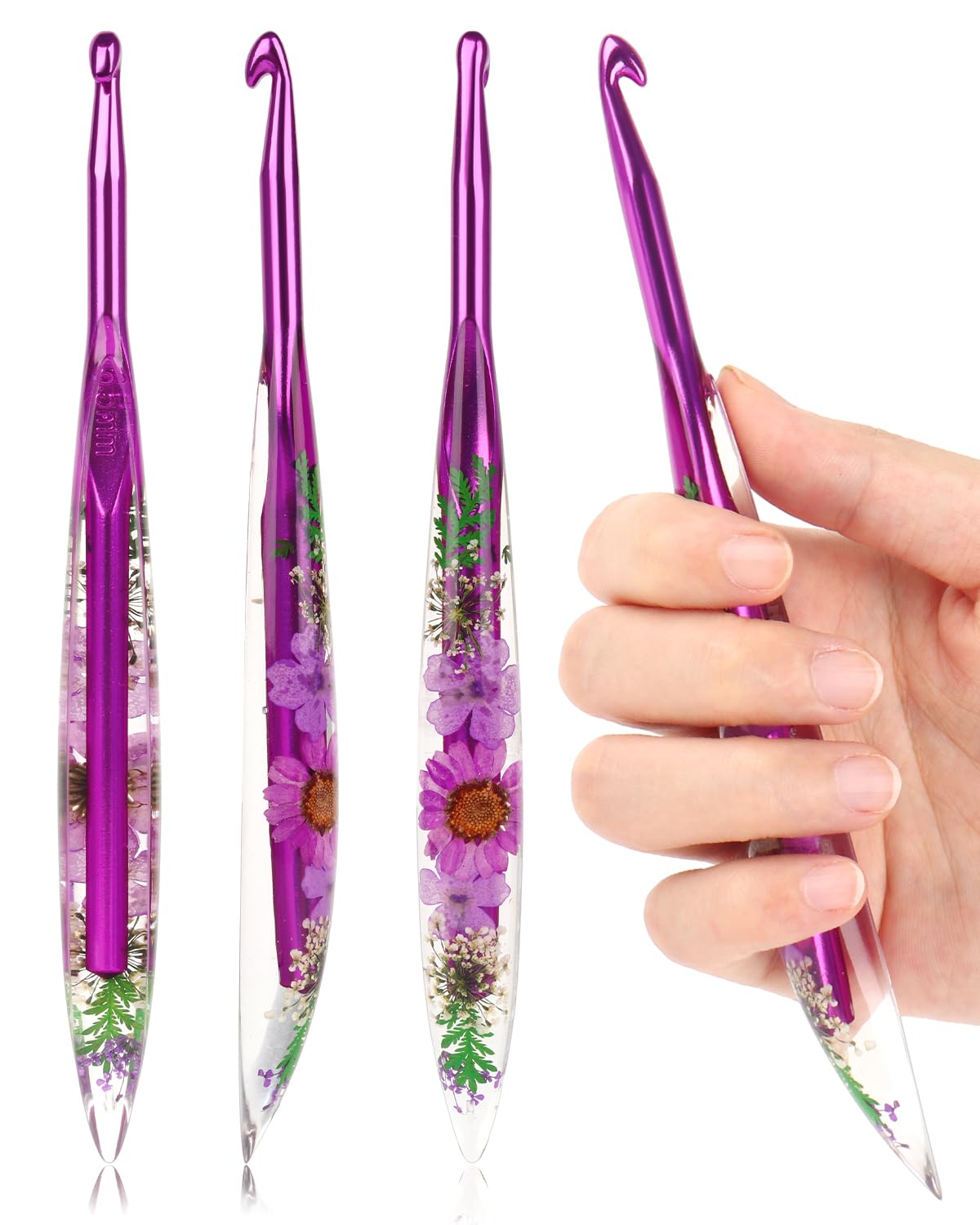 Photo 1 of Coopay Crochet Hooks, 6.5mm Ergonomic Crochet Hook with Floral Plastic Grips, Stylish and Unique, Ideal for Crocheting Blankets, Dolls, Shawls, Hats, Scarves (K-6.5mm)