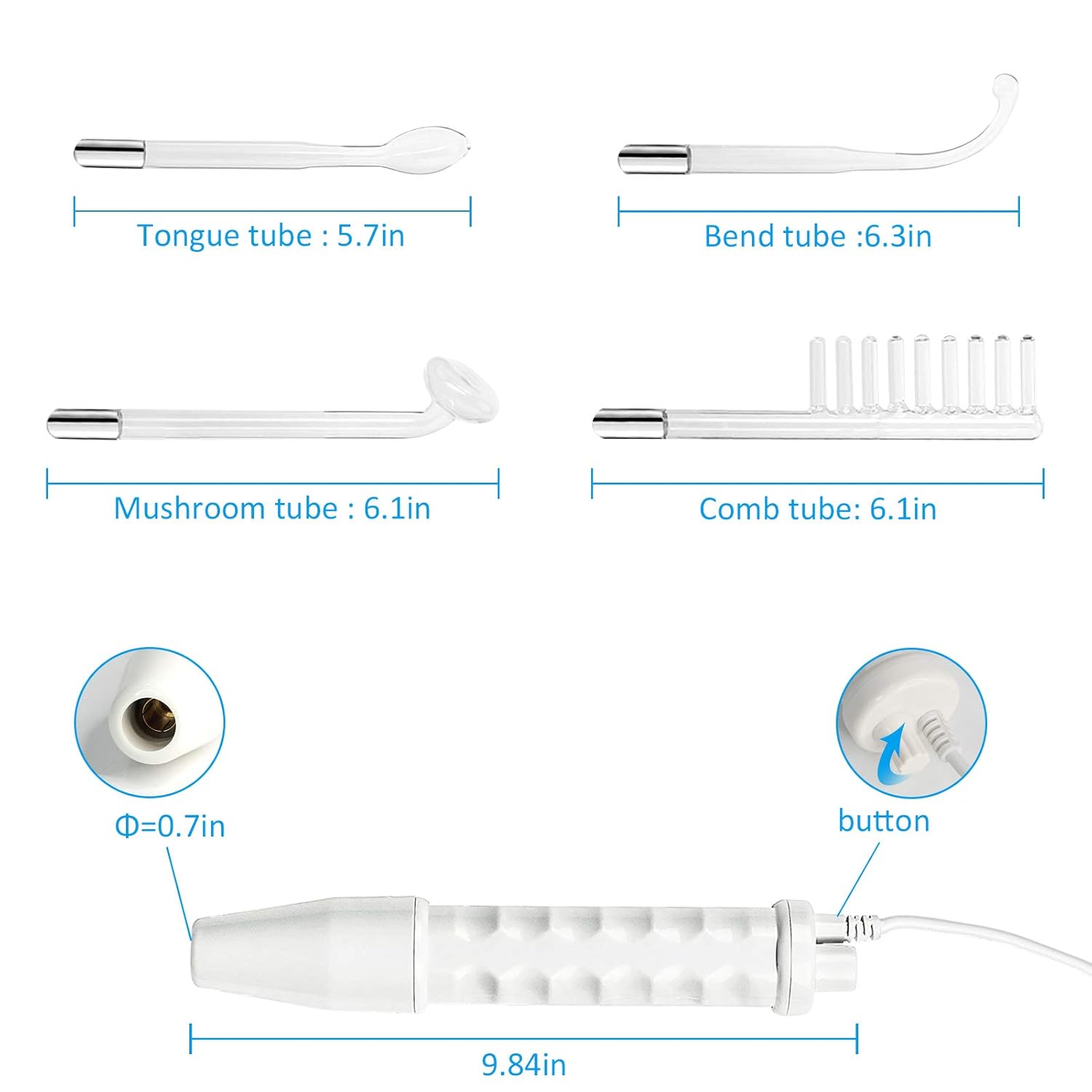 High Frequency Facial Machine, Portable Handheld Skin Therapy Wand, for Acne, Face Tightening, Wand Machine for Remove Wrinkles, Eyes Puffiness and Dark Circles: Beauty