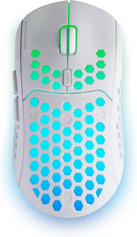 MMW3, Ratón Gaming Inalámbrico Ultraligero Hive, RGB Flow, Sensor 3200 dpi, Switches Mecánicos HUANO, Batería Recargable, 2.4G USB, Blanco