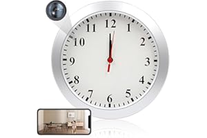 WiFi Wall Clock Hidden Camera, 1080P HD Covert Nanny Cam, Remote Viewing Motion Detection Loop Recording Indoor Security Came