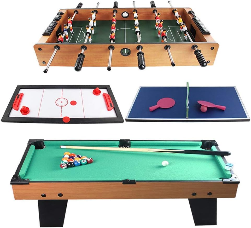 Lpinvin TO Table Top Football 4 In 1 Combo Game Table Billiard Slide Hockey Foosball Mini Pool Table Tabletop Toy For Adults Kids Kids Table Football (Color, Size : 90x73x73cm)