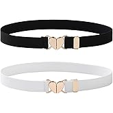 AWAYTR Kids Elastic Belt for Girls - Adjustable Toddler Heart Buckle Stretch Belts for Boys Girls