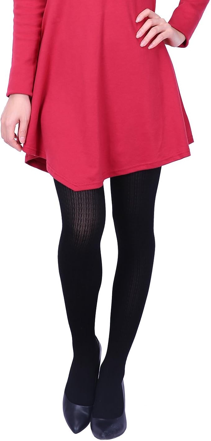 Hde Women S Knit Winter Tights Herringbone Textured Opaque Spandex