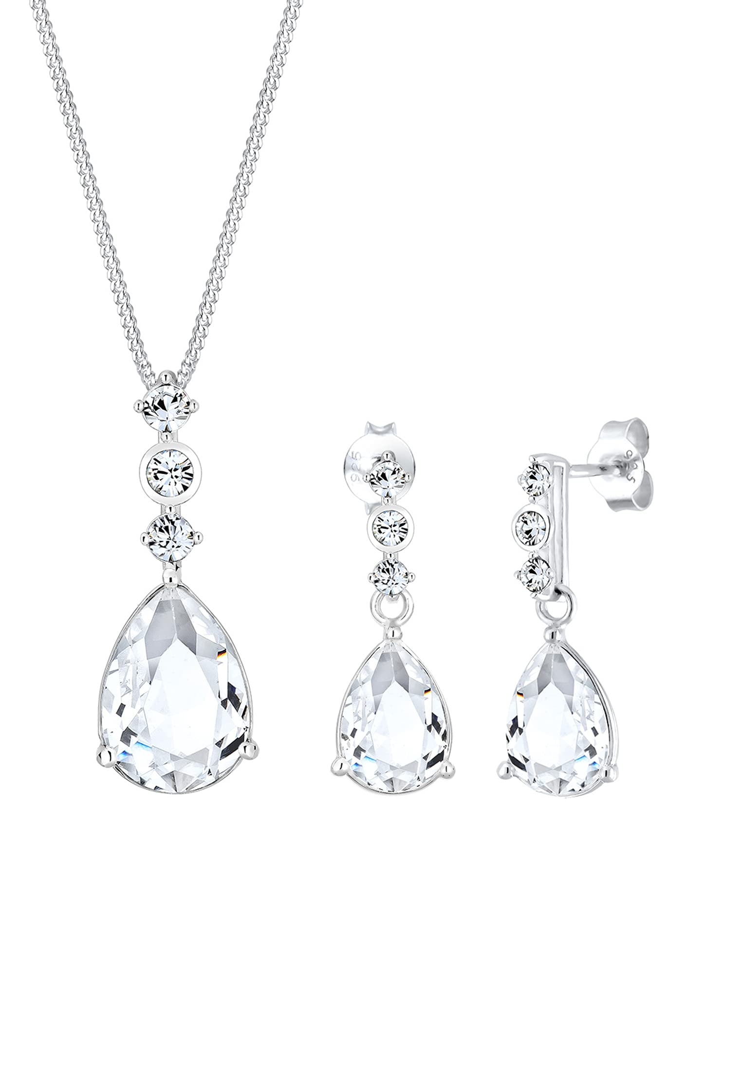 Elli Premium Jewelry Set Set Classic Crystals 925 Sterling Silver