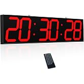 CHKOSDA 28.5in Double Sided Digital Wall Clock, Multifunctional Led Large Clock with Timer, Temperature and Date Display, Hanging Digital Clock Large Display for Corridors, Hospitals (Red)