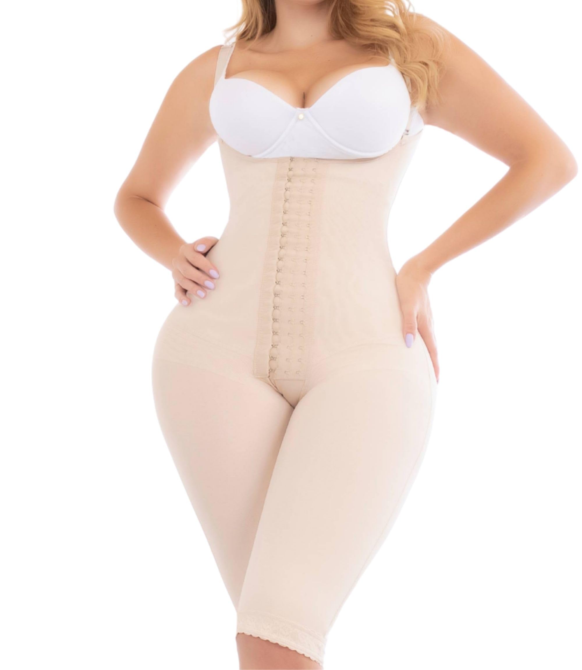 Photo 1 of FAJAS DISENOS D'PRADA DELIÉ Shapewear for Women Postpartum – Colombian High Compression Faja, Knee Length Open Bust Powernet with Hook Rows