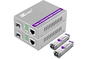 XZSNET A Pair of 1.25G/s Gigabit Multi-Mode Dual LC Fiber to Ethernet RJ45 Media Converter for 10/100/1000Base-Tx to 1000Base-SX (with 2PCS SFP to LC Module), 850nm, MMF, up to 550-m