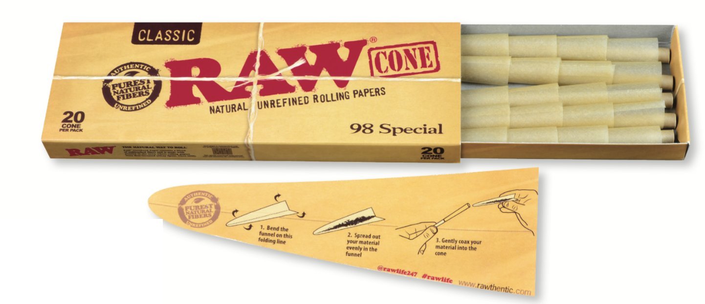 RAW Classic Natural Unrefined Pre Rolled Cones 20 Cones Per Pack 98