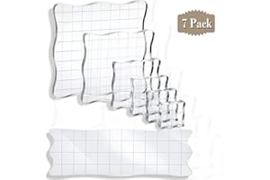 7 Pcs Clear Acrylic Stamp Set with Grid Handle, Lace Edge Collage Craft Tools for Journal Scrapbooking DIY Decor