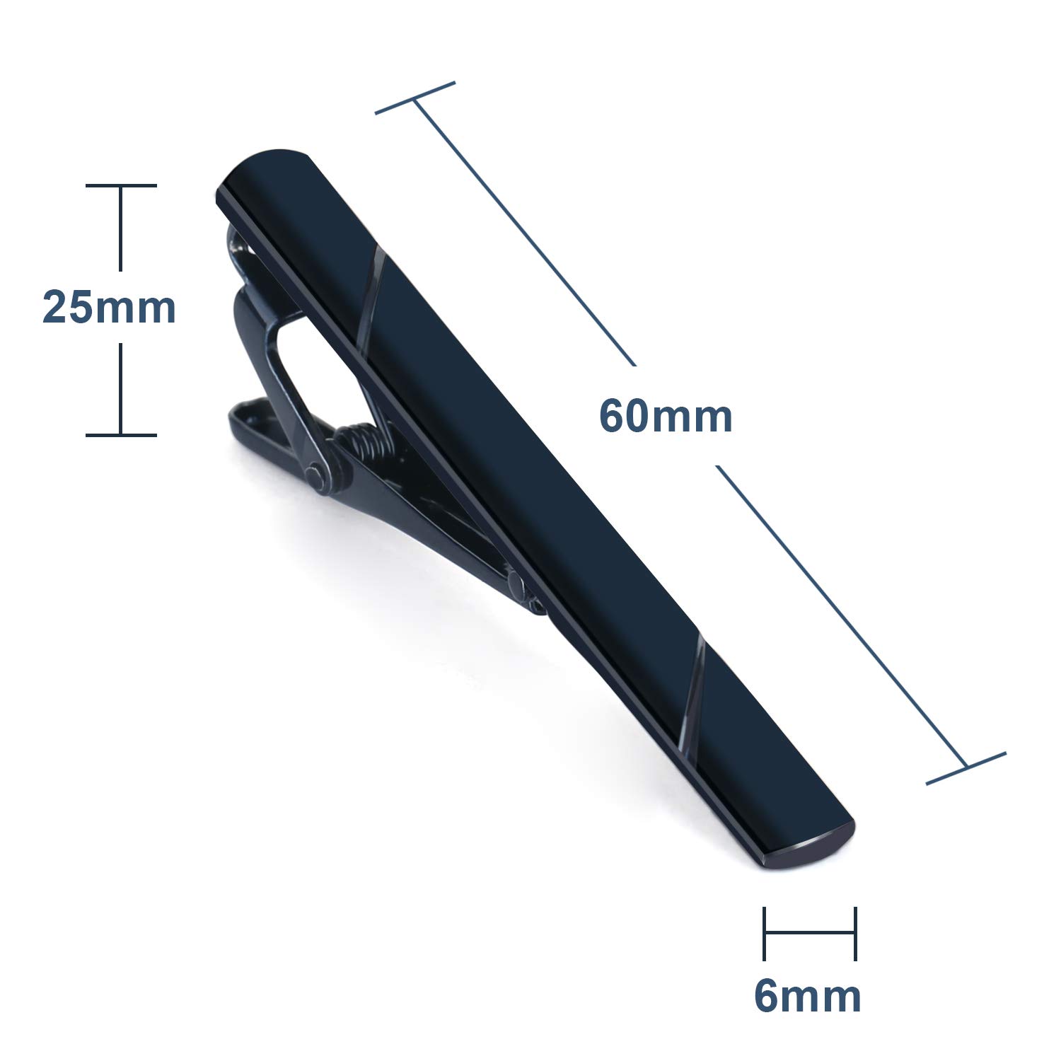 UHIBROS Mens Tie Clip Tie Bar Set for Regular Ties Silver Black Blue Gold Tone Luxury Gift Box Wedding Business Clips