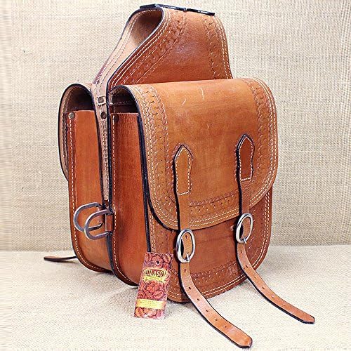 HILASON WESTERN HAND TOOLED LEATHER COWBOY TRAIL RIDE HORSE SADDLE BAG